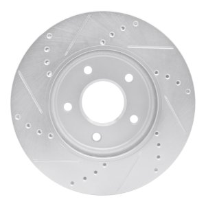 Chevrolet City Express Brake Rotor (1) - Front Right - R1 Concepts - Drilled & Slotted - Silver - `11-`25